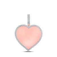 Jewels By Lux 10K White Or Rose Gold Mens Round Diamond Heart Charm Pendant 1/5 Cttw