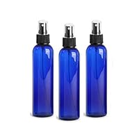 Grand Parfums 8oz Cobalt Blue Plastic Refillable PET Cosmo Spray Bottles (BPA-Free) with Fine Mist Atomizer Caps (3-Pack); Beauty Care, Travel use, Home Cleaning, DIY, Aromatherapy