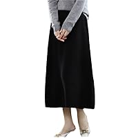 100% Wool Knitted Skirt Women's Middle Long High Waist Hip A Step Skirt