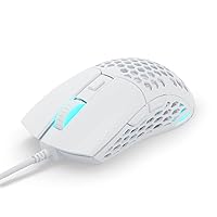 PWNAGE Ultra Custom Symm 2 RGB Gaming Mouse - Esports Pro Gamer Flawless Professional PMW3389 Optical Sensor 16,000 DPI - Flexible Paracord Cable - 100% PTFE Skates (Honeycomb Sides, Wired, White)