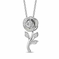 1 Ct Round Cut Simulated Diamond Flower Pendant Necklace 925 Sterling Silver 14k White Gold Plated
