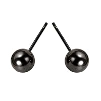 925 Sterling Silver Stud Earrings, Plated Girls Earrings Small Ball Black Handmade Earrings for Women, Men