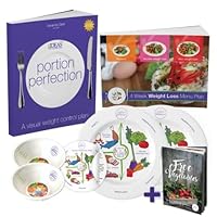 Portion Perfection Measuring Bowls & 10 Inch Portion Control Plate Set, International Book with 4 Week Plan & Low Starch Vegetables Cookbook for Healthier Diets, Diabetes, Weight loss & Pre-Surgery