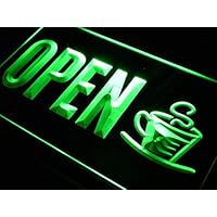 ADVPRO Open Coffee Cup Shop Cafe Tea LED Neon Sign Green 16 x 12 Inches st4s43-j799-g