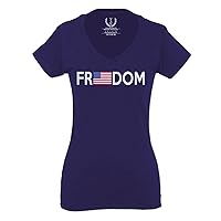 Freedom Grunt Proud American Flag Military Armour US USA for Women V Neck Fitted T Shirt