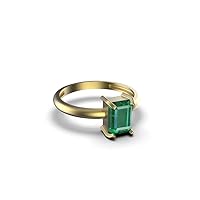 1.20 Carats Natural Emerald Solitaire Ring For Womens And Girls / 14k Gold Emerald Ring