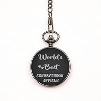 Pocket Watch, Engraved Pocket Watch, World's Best Correctional Officer, Pocket Watch for Correctional Officer, Gifts for Correctional Officer, Pocket Watch with Chain, Pocketwatch