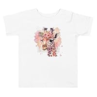 Toddler Short Sleeve Tee Baby Giraffe, Adorable T-Shirt, Animal Print, Gift Ideas White