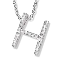 Diamond Initial Pendant H in 14k White Gold