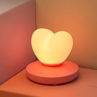 Heart Shaped Night Light, Cute Lamp, USB Rechargeable Bedside Lamp, 3 Gear Touch, Portable Love Heart Silicone Lights, Gift for Christmas Valentine's Day Anniversary Wedding