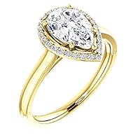Cubic Zirconia Pear Shape 925 Sterling Gold Plated Silver Ring (Ring Size: 8)
