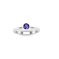 0.50 Ctw Round Cut Lab Created Blue Sapphire Solitaire Wedding Engagement Ring For Womens 14K White Gold Plated