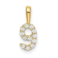 ABHI 2.00 CT Round Cut Diamond Number 9 Pendant Necklace 14K Yellow Gold Over Free Chain for Women's