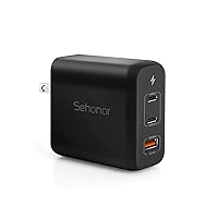 Sehonor 65W PD 3.0 GaN USB-C Wall Charger,3-Port(1USB-A+2USB-C) Fast Charger Block for MacBook Pro/Air,iPad Pro/Air, iPhone 13/13 Pro Galaxy S22/S20,Google Pixelbook,Dell XPS and Laptop Charger
