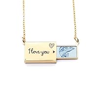 Grain Blue Big Fish Art Deco Fashion Letter Envelope Necklace Pendant Jewelry