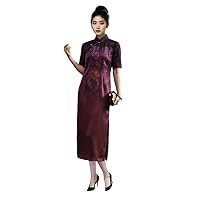 Cheongsam Fragrant Cloud Yarn Evening Qipao Peony Printed Long Dress 3595