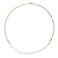 Small Gold Pearl Necklace Choker 3mm Handpicked Pearl 18K Gold Plated Bead Ball Chain Dainty Jewelry Gifts for Women Girls