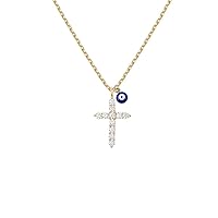 BeTime Evil Eye Necklace: Cross Necklace for Women | Gold Necklace for Women with Zircon, 14k Gold Plated Jewelry Gift, Gold Plated, Zircon