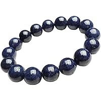 Natural Blue Sapphire Gemstone Bracelet Women Man Stretch Sapphire Gemstone Round Beads Bracelet 10mm 7