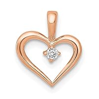14k Rose Gold AA .02ct. Diamond Heart Pendant 0mm 12.6mm
