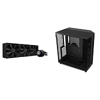 NZXT 360mm AIO CPU Liquid Cooler with Customizable LCD Display & H6 Flow | CC-H61FB-01 | Compact Dual-Chamber Mid-Tower Airflow Case