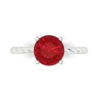 Clara Pucci 2ct Round Cut Solitaire Rope Twisted Knot Simulated Ruby Proposal Wedding Bridal Anniversary Ring 18K White Gold