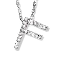 Diamond Initial Pendant F in 14k White Gold