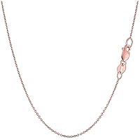 14K Yellow or White or Rose/Pink Gold 0.5mm Shiny Diamond Cut Cable Link Chain Necklace for Pendants and Charms with Spring-Ring Clasp (16