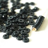 Vuslo 200pcs Tiny Black Round Disc Acrylic Beads, Necklace Bracelet Beads,5mm, Z178