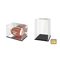 Football Display Case with Mirror Back and Base (12x8x8 inch, 30x20x20 cm), Acrylic Display Case for Collectibles (8x8x12 inch, 20x20x30 cm)