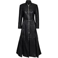 Womens The Matrix Resurrections Trinity Long Coat Cosplay Party Wear Ladies Genuine Lambskin Leather Trench Coat
