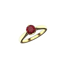 1.5 CTW Round Cut Ruby Ring In 14k Solid Gold For Girls And Women 5.5 MM Ruby