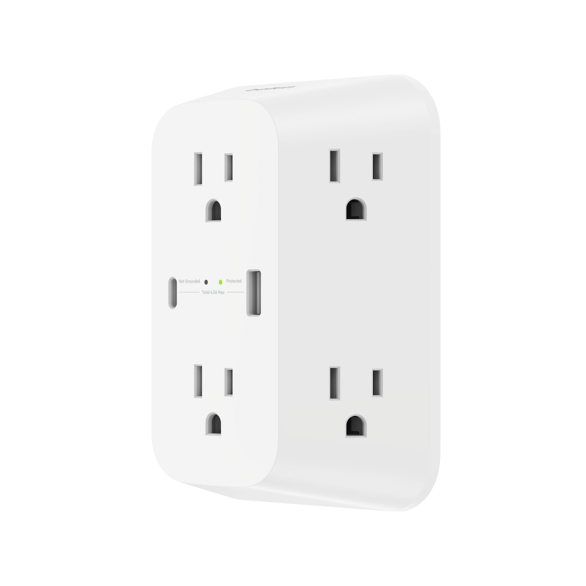 Belkin 6-Outlet Surge Protector Power Strip, Wall-Mountable with 6 AC Outlets, Overvoltage Protection, LED Indicator - USB-C Port & USB-A Port w/USB-C PD Fast Charging - 1680 Joules of Protection