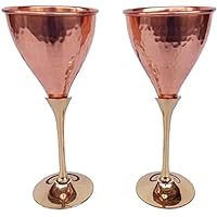 Pure Copper Wine Glass Goblet Tableware Bar Hotel Restaurant Serving Wine Whisky Cocktail Set of (2)