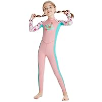 Kids Girls One Piece Long Sleeve Swimsuit Sun Protection Sunsuit