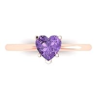 Clara Pucci 1.05 ct Heart Cut Solitaire Genuine Simulated Alexandrite 5-Prong Stunning Classic Statement Ring 14k Rose Gold for Women