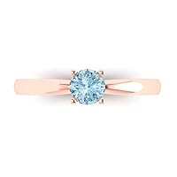 Clara Pucci 0.45ct Round Cut Solitaire Natural Topaz 4-Prong Classic Designer Statement Ring Gift In Solid Real 14k Rose Gold for Women