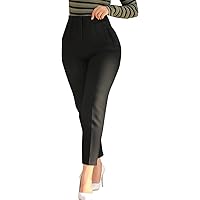 BIRW Womens Stretchy High Waisted Pants Trendy Skinny Business Work Casual Pencil Trousers with Pockets