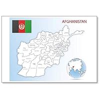 Detailed Afghanistan Administrative Map with Country 109 Fridge Magnet