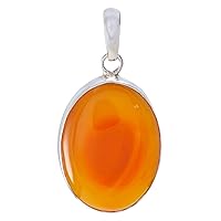 Superb 925 Sterling Silver Genuine Red Onyx Pendant for Girl's