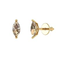 0.94cttw Marquise Cut Conflict Free Solitaire Yellow Moissanite Pair of Stud Earrings 18K Yellow Gold Butterfly Push Back