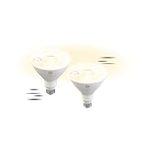LED+ Motion Sensor LED Light Bulbs, 14W, PAR38 Outdoor Security Floodlights, Warm White, CAC (2 Pack)