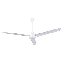 Canarm CP60D11N High Performance Industrial DC Ceiling Fan, 60-Inch - Sleek White, Downrod Mount, Ideal for Spacious Commercial & Residential Areas