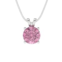 0.95ct Round Cut unique Fine jewelry Pink Simulated diamond Gem Solitaire Pendant With 18