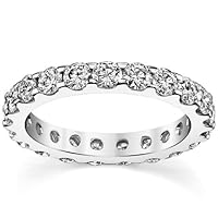 Excellent Round Brilliant Cut 2.20 Carat, Moissanite Diamond Promise Band, Prong Set, Eternity Sterling Silver Bands, Valentine's Day Jewelry Gift, Customized Bands