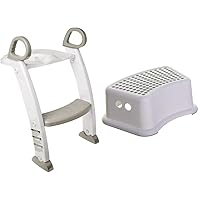 Spuddies Potty with Ladder, White/Gray, One Size (Pack of 1) and Dreambaby Step Stool for Kids - Non-Slip Base and Contoured Design for Toilet Potty Training and Sink Use