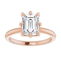 18K Solid Rose Gold Handmade Engagement Ring 1.00 CT Emerald Cut Moissanite Diamond Solitaire Wedding/Bridal Ring for Women/Her Gorgeous Ring