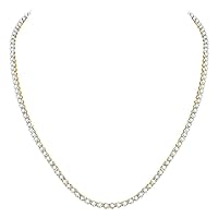 The Diamond Deal 10kt Yellow Gold Mens Round Diamond 20-inch Single Row Link Chain Necklace 9 Cttw
