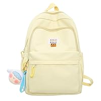 Cute Backpack for Women, Kawaii Y2K Grunge Solid Color Harajuku Hiking Travel Aesthetic Rusksack Bag (yellow)