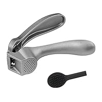 Garlic Press, Garlic Mincer Easy-squeeze Ergonomic Handle, Rust Proof, No Need To Peel, Professional Ginger Press & Garlic Crusher with Handy Cleaning Brush- Dishwasher Safe